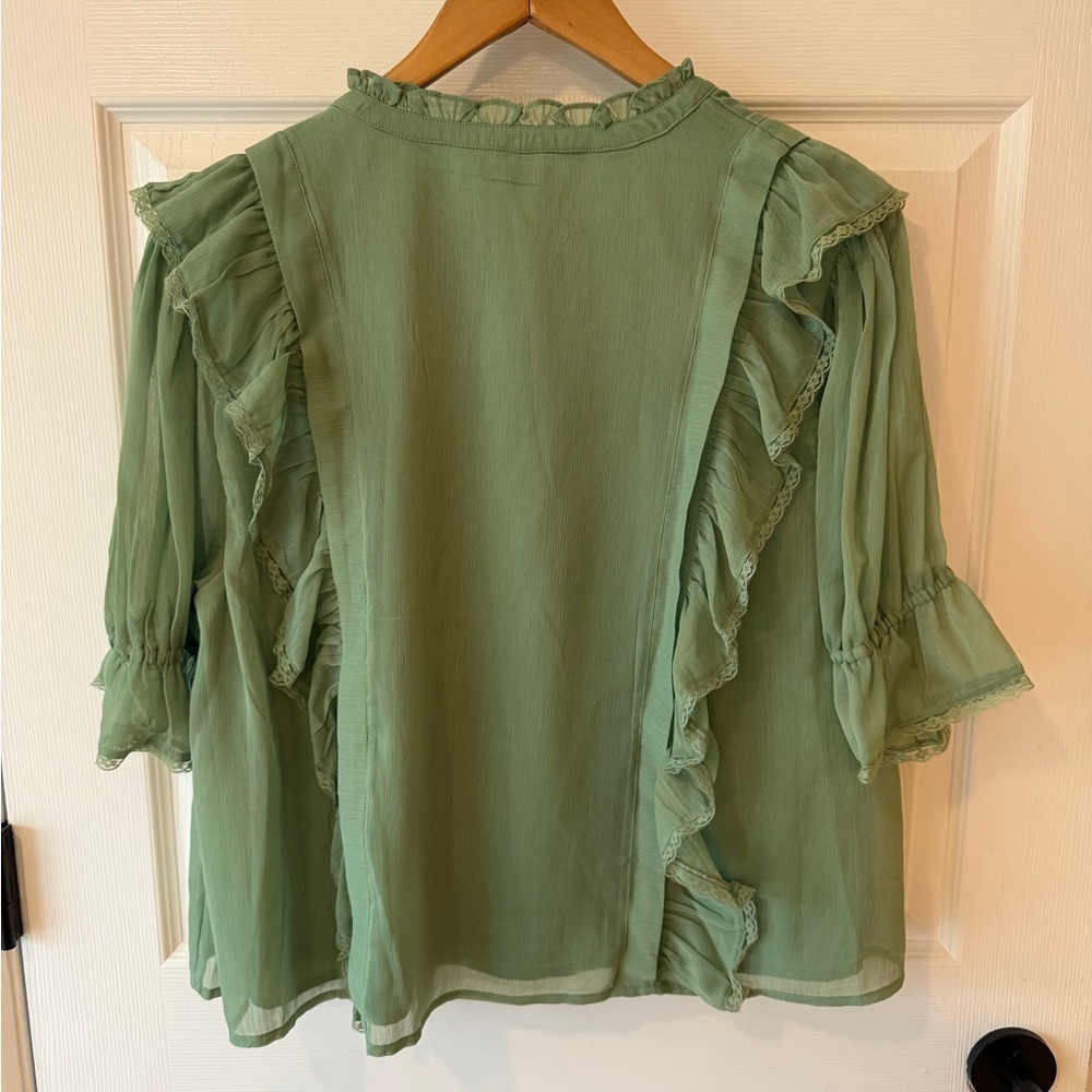 Tularosa Green Ruffle Blouse - Picture 3 of 5
